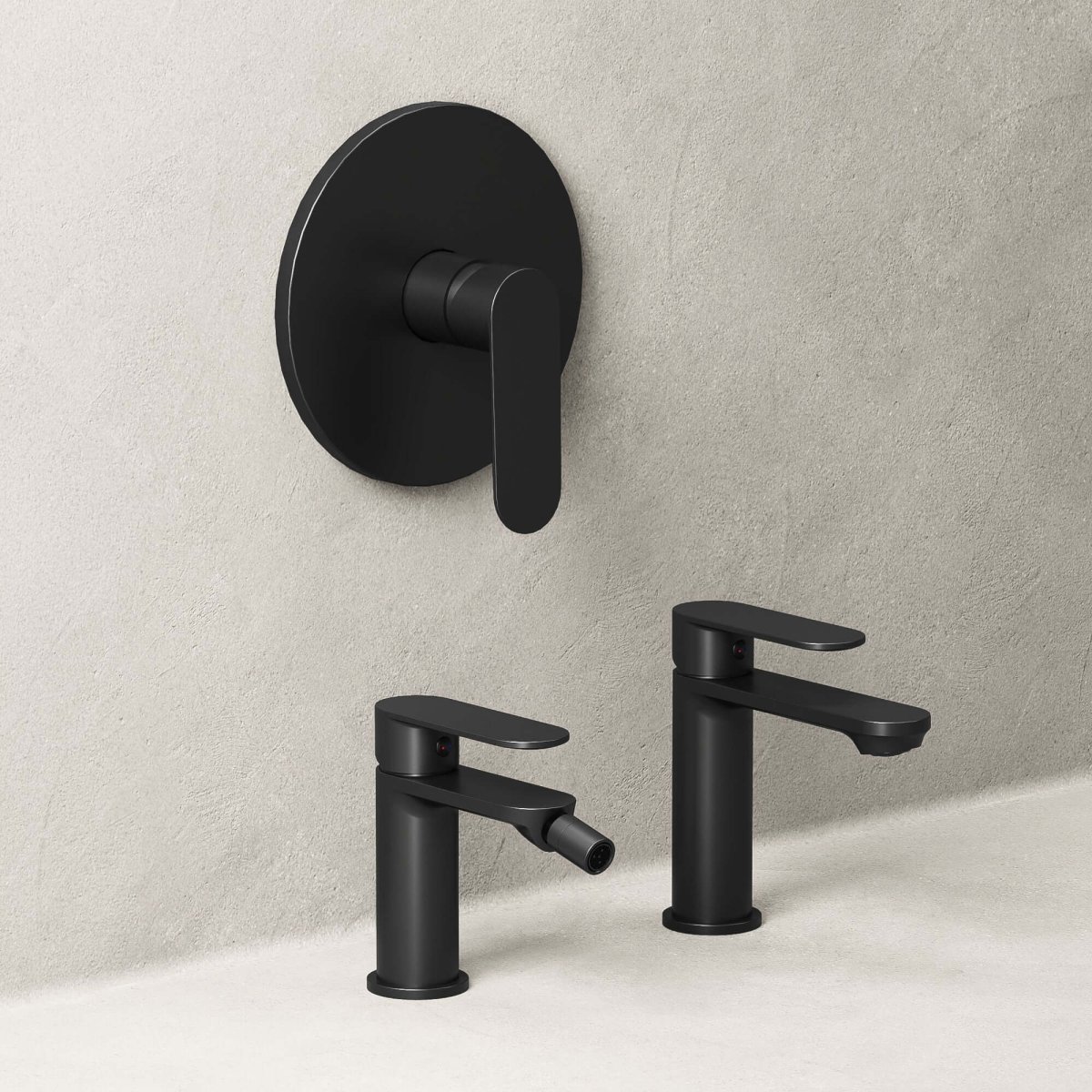 Set Rubinetteria Lavabo Bidet e Doccia Con Piletta Click Clack Nero Satinato - Neptune - immagine 3