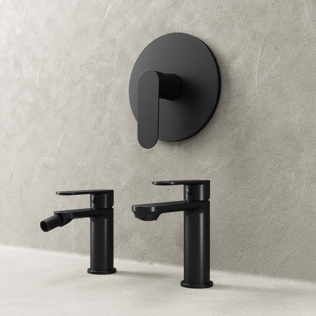Set Rubinetteria Lavabo Bidet e Doccia Con Piletta Click Clack Nero Satinato - Neptune - immagine 4