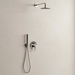Set Incasso Doccia con Deviatore Cromo con Braccio Doccia e Soffione Ø 20 cm - Neptune
